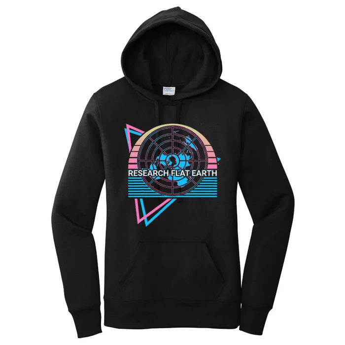 Research Flat Earth Research Flat Earth Flat Earthers Retro Women's Pullover Hoodie