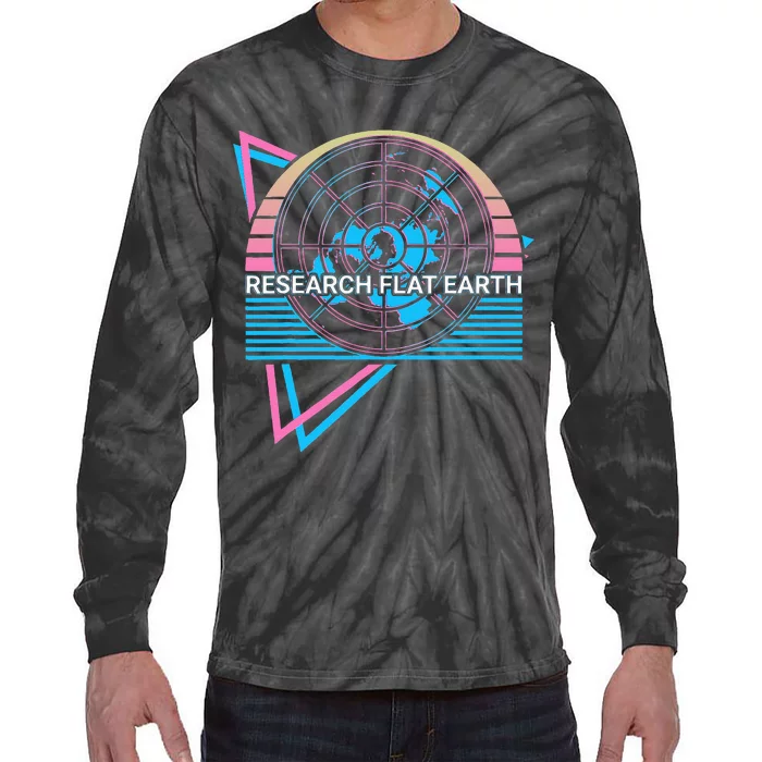 Research Flat Earth Research Flat Earth Flat Earthers Retro Tie-Dye Long Sleeve Shirt