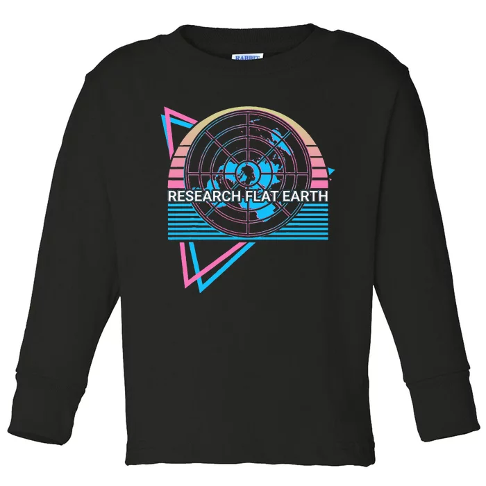 Research Flat Earth Research Flat Earth Flat Earthers Retro Toddler Long Sleeve Shirt