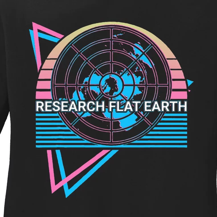 Research Flat Earth Research Flat Earth Flat Earthers Retro Ladies Long Sleeve Shirt