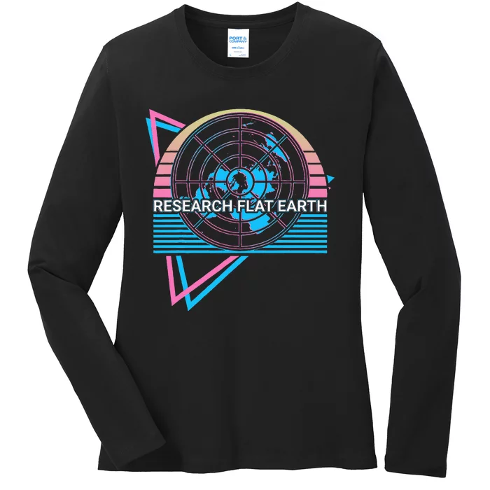 Research Flat Earth Research Flat Earth Flat Earthers Retro Ladies Long Sleeve Shirt