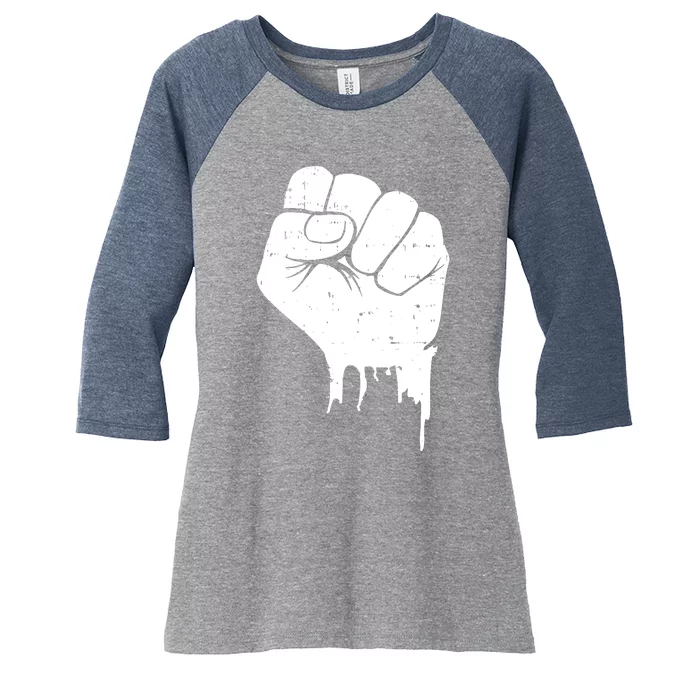 Raised Fist Empower Women's Tri-Blend 3/4-Sleeve Raglan Shirt