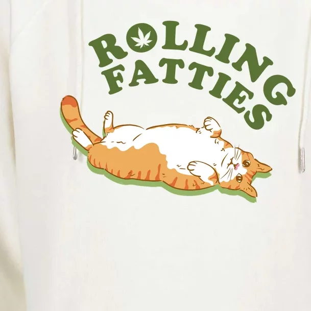 Rolling Fatties Funny Marijuana Cat Womens Funnel Neck Pullover Hood