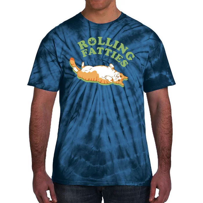 Rolling Fatties Funny Marijuana Cat Tie-Dye T-Shirt