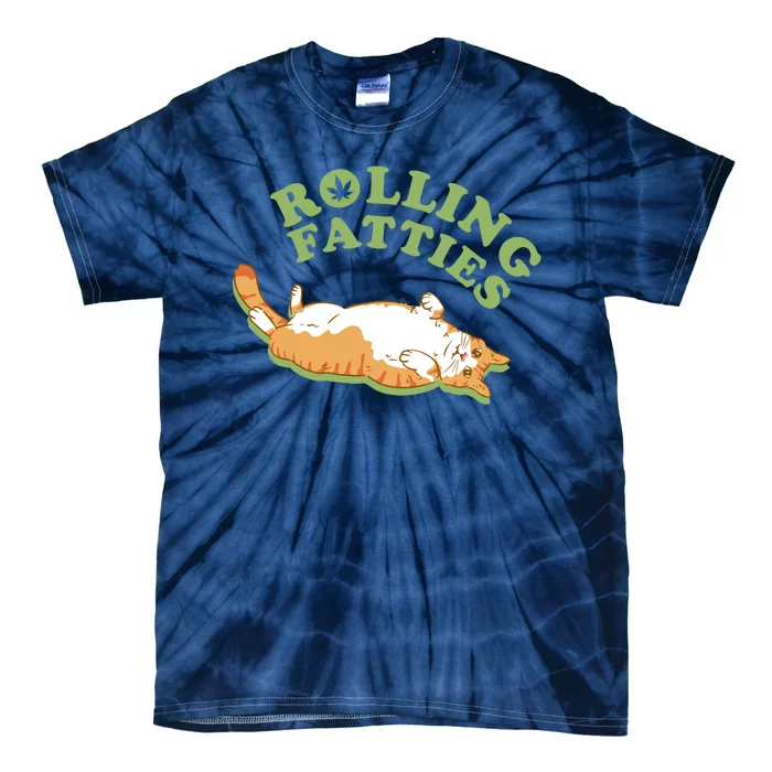 Rolling Fatties Funny Marijuana Cat Tie-Dye T-Shirt