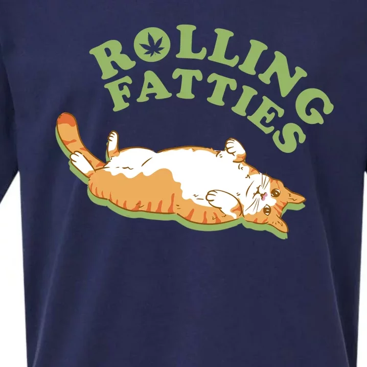 Rolling Fatties Funny Marijuana Cat Sueded Cloud Jersey T-Shirt