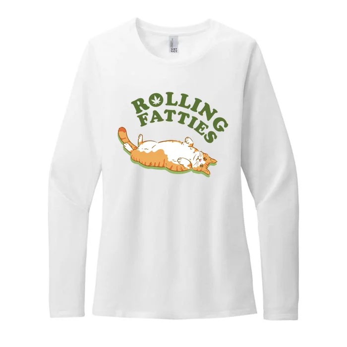 Rolling Fatties Funny Marijuana Cat Womens CVC Long Sleeve Shirt