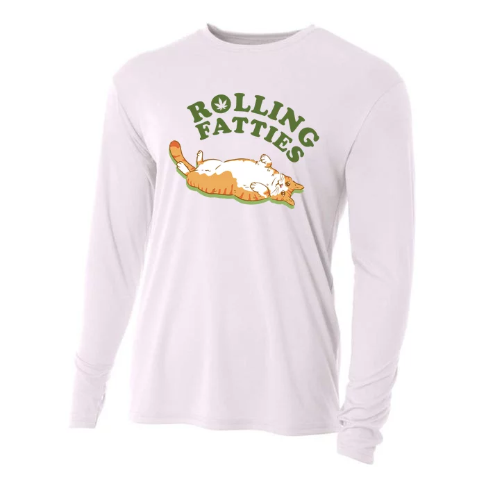 Rolling Fatties Funny Marijuana Cat Cooling Performance Long Sleeve Crew