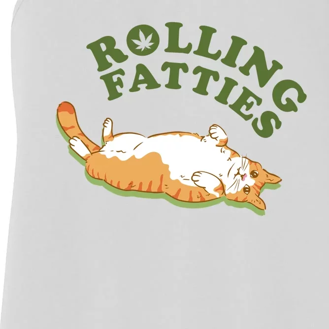 Rolling Fatties Funny Marijuana Cat Women's Racerback Tank