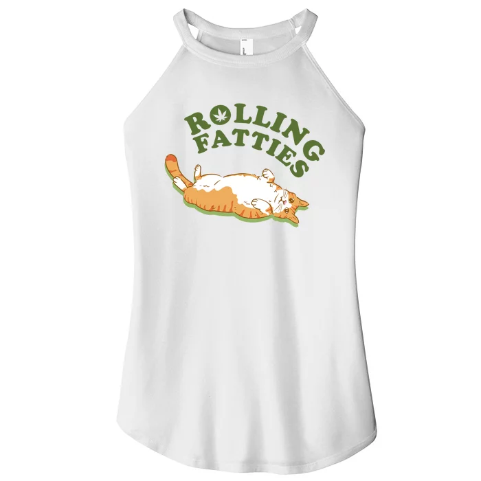 Rolling Fatties Funny Marijuana Cat Women’s Perfect Tri Rocker Tank