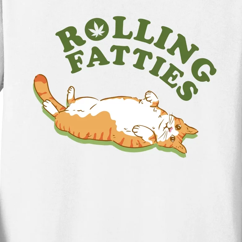 Rolling Fatties Funny Marijuana Cat Kids Long Sleeve Shirt