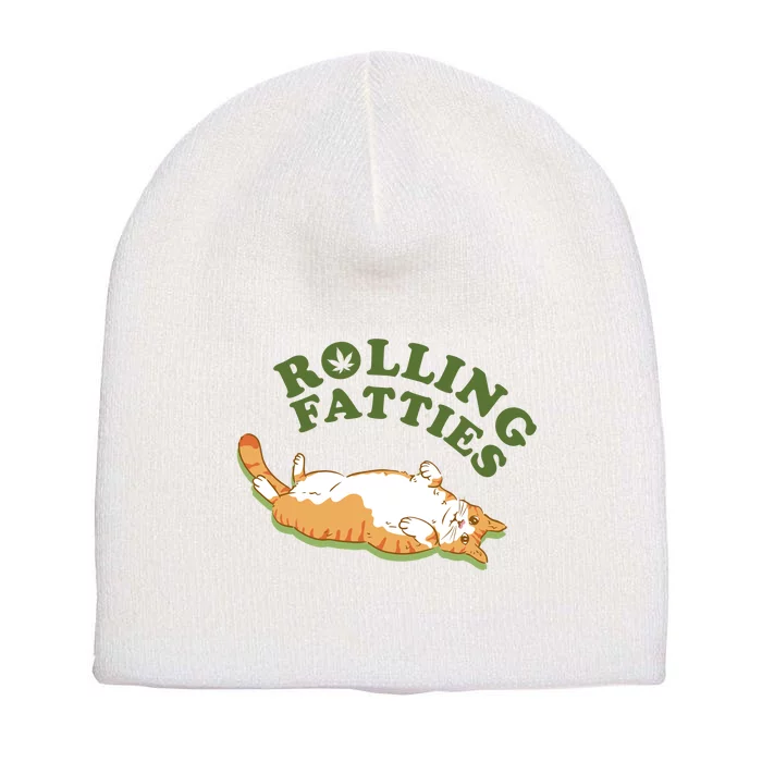 Rolling Fatties Funny Marijuana Cat Short Acrylic Beanie