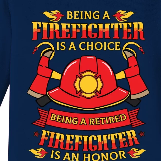 Retired Firefighter Fireman Fire Rescue Gift Idea Baby Long Sleeve Bodysuit