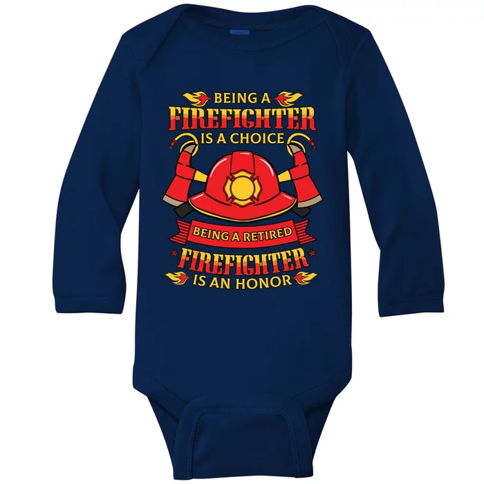 Retired Firefighter Fireman Fire Rescue Gift Idea Baby Long Sleeve Bodysuit