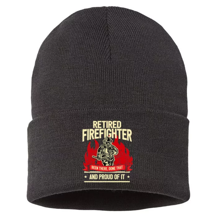 Retired Fire Fighter I Fire Department I Retirement Sustainable Knit Beanie