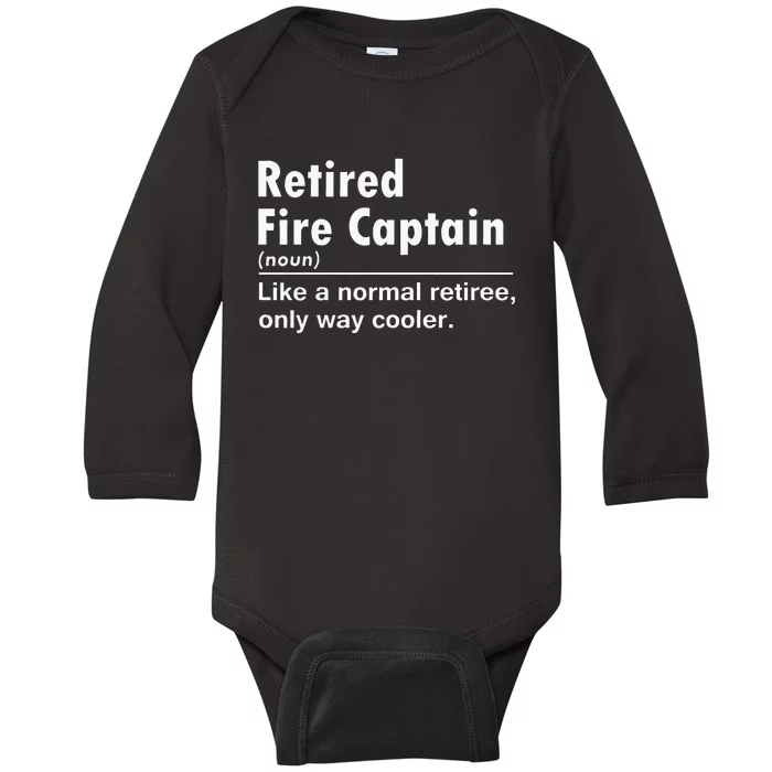 Retired Firefighter Fire Captain Chief Funny Definition Baby Long Sleeve Bodysuit