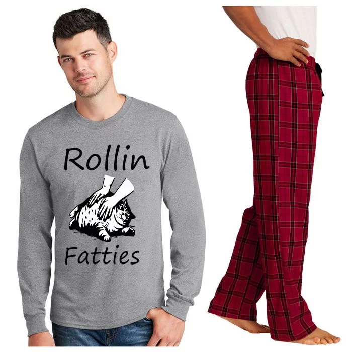 Rollin Fatties Funny Cat Meme Long Sleeve Pajama Set