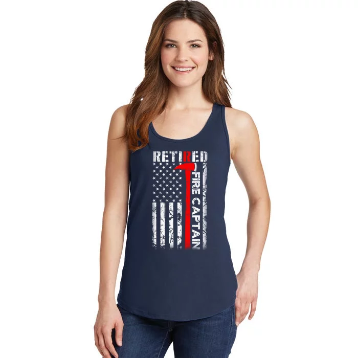 Retired Firefighter Fire Captain Retirement UAS flag Gifts Ladies Essential Tank