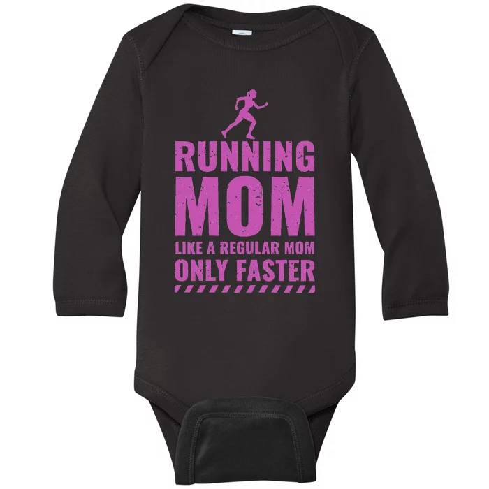 Runner Funny Fitness Running Mom Baby Long Sleeve Bodysuit