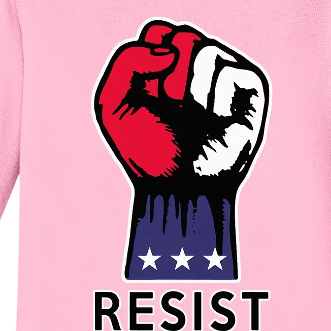 Resistance Fist Fight The Trump Agenda In Usa Baby Long Sleeve Bodysuit