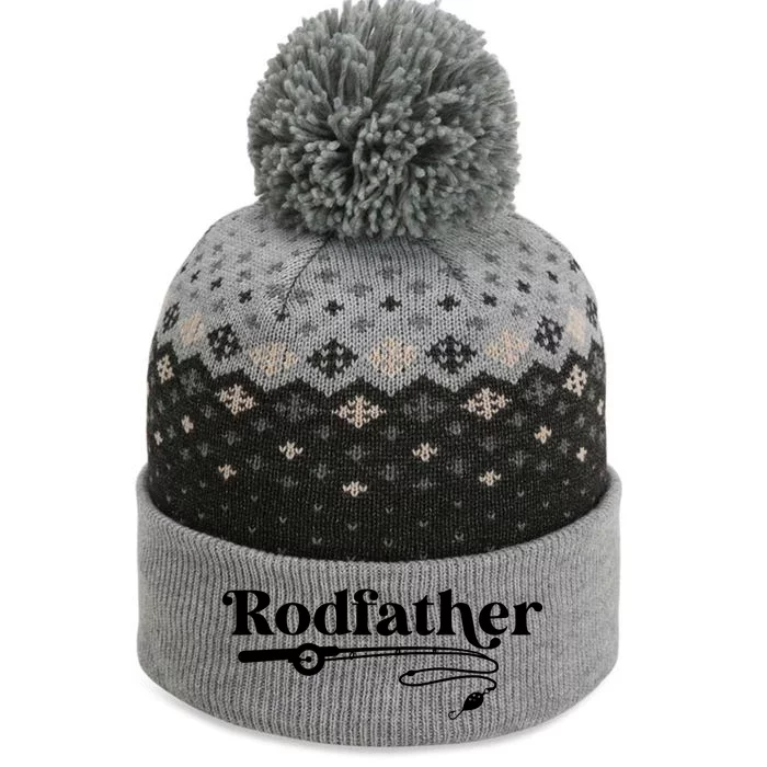 Rodfather Fishing Fisher Dad Funny Fishing Fathers Day Gift The Baniff Cuffed Pom Beanie