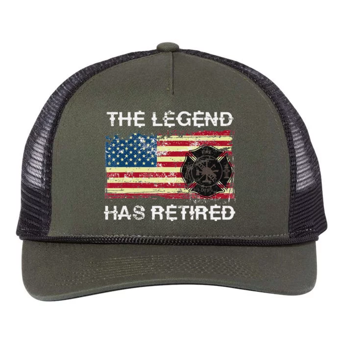 Retirement Firefighter Fire usa flag Retro Rope Trucker Hat Cap