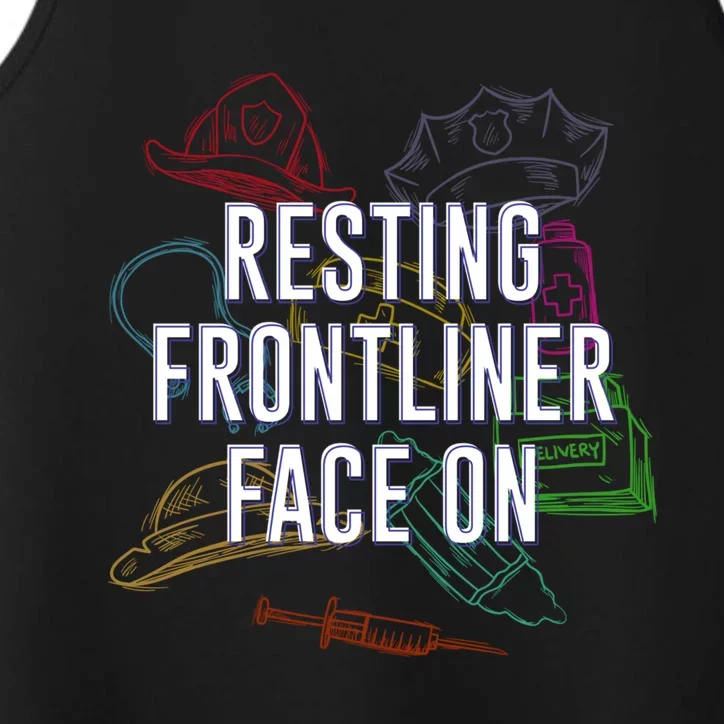 Resting Frontliner Face On Funny Medical Staff Humor Gift Performance Tank