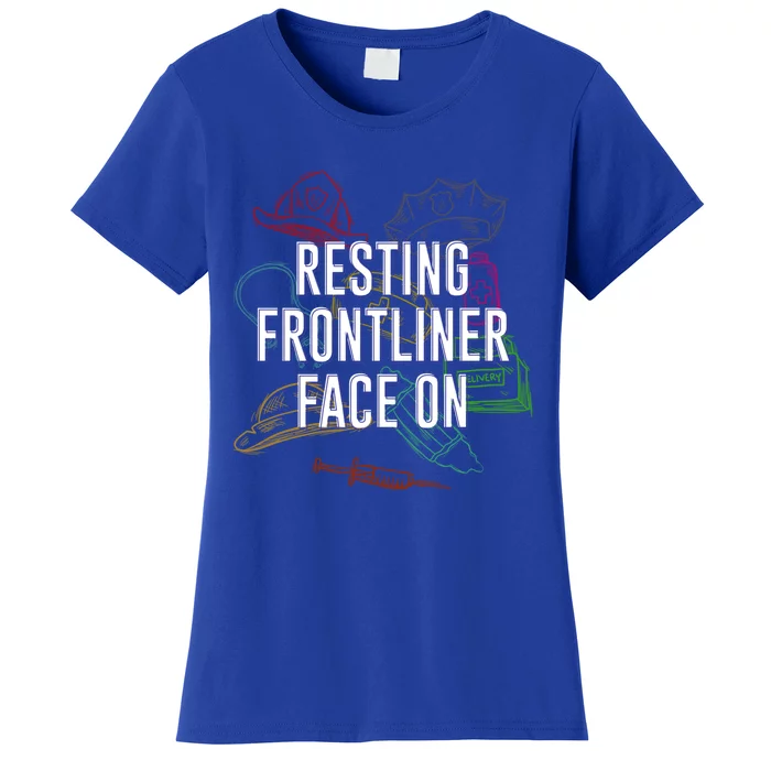 Resting Frontliner Face On Funny Medical Staff Humor Gift Women's T-Shirt