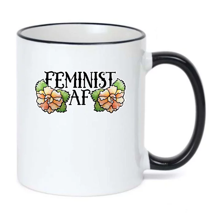 Retro Flower Feminist Af Cool Gift Black Color Changing Mug