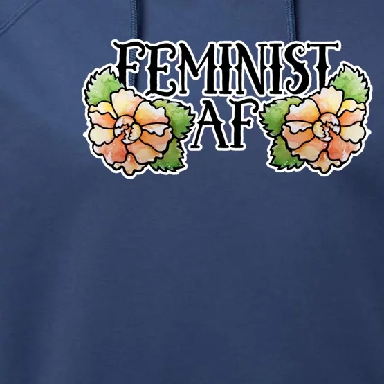 Retro Flower Feminist Af Cool Gift Performance Fleece Hoodie