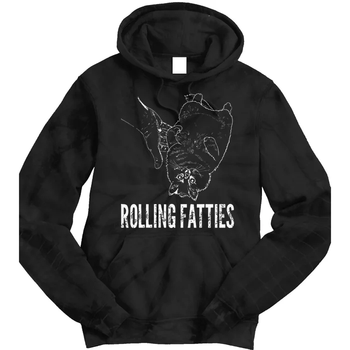 Rollin Fatties Funny Fat Kitty Cat Tie Dye Hoodie