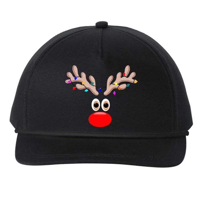 reindeer face for christmas in july reindeer costume Snapback Five-Panel Rope Hat