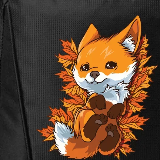 Red Forest Fox Baby Animal Autumn Fall Leaves City Backpack