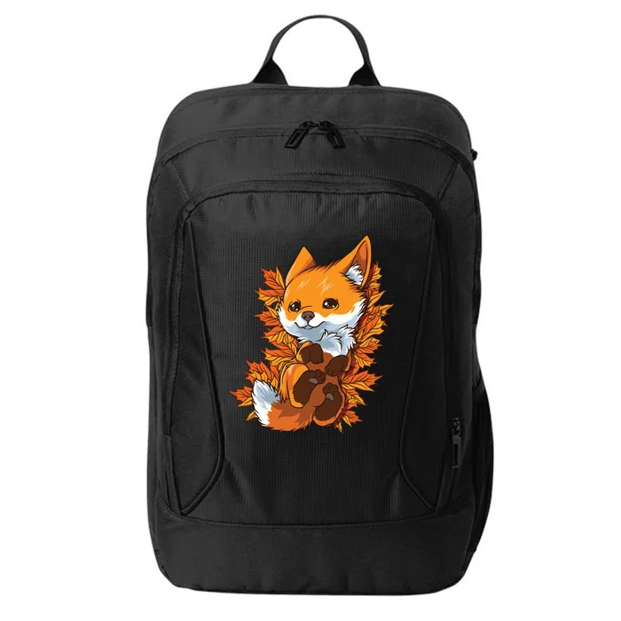 Red Forest Fox Baby Animal Autumn Fall Leaves City Backpack