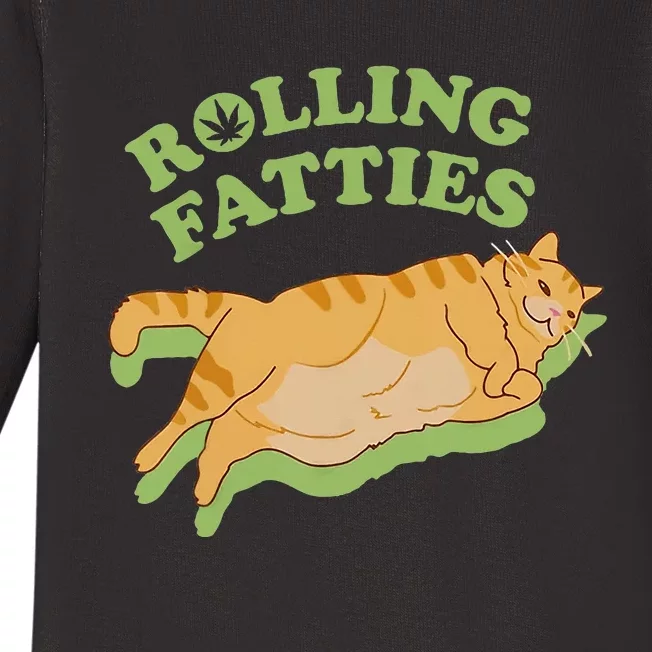 Rolling Fatties Funny Weed Cat Marijuana Baby Long Sleeve Bodysuit