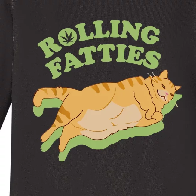 Rolling Fatties Funny Weed Cat Marijuana Baby Long Sleeve Bodysuit