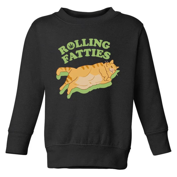 Rolling Fatties Funny Weed Cat Marijuana Toddler Sweatshirt