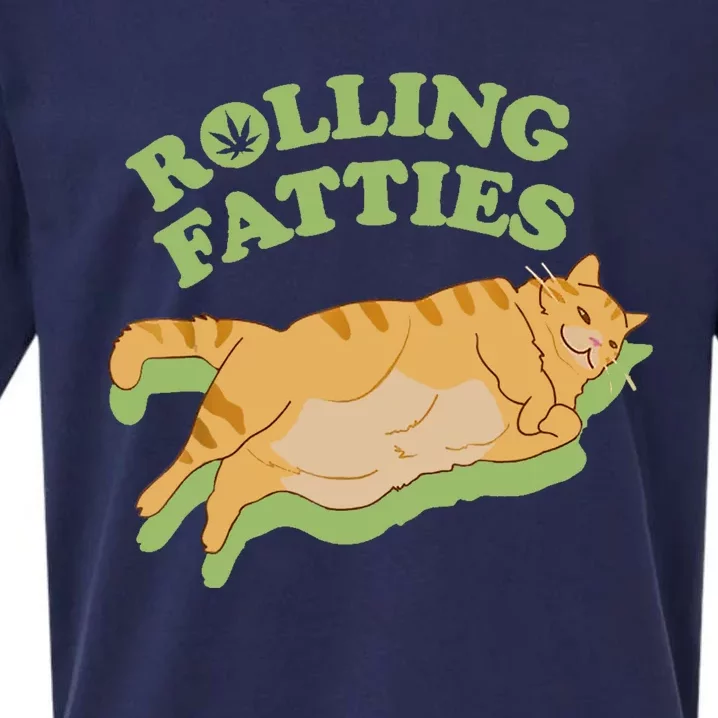 Rolling Fatties Funny Weed Cat Marijuana Sueded Cloud Jersey T-Shirt