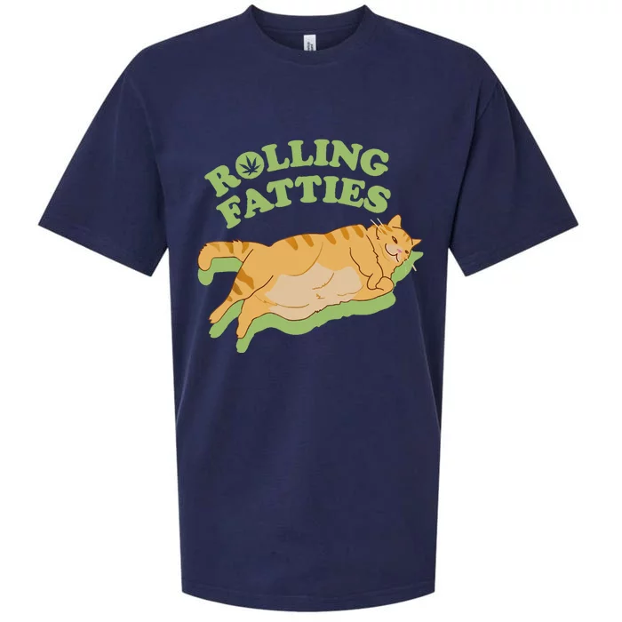 Rolling Fatties Funny Weed Cat Marijuana Sueded Cloud Jersey T-Shirt