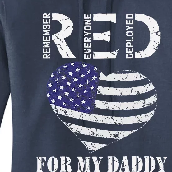 RED Friday For My Daddy Remember Everyone Deployed Dad Heart Women's Pullover Hoodie