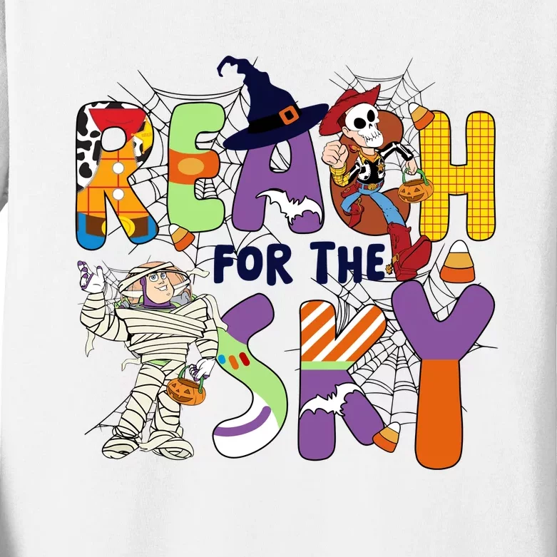 Reach For Funny The Sky Halloween Woody Buzz Lightyear Funny Halloween Kids Long Sleeve Shirt