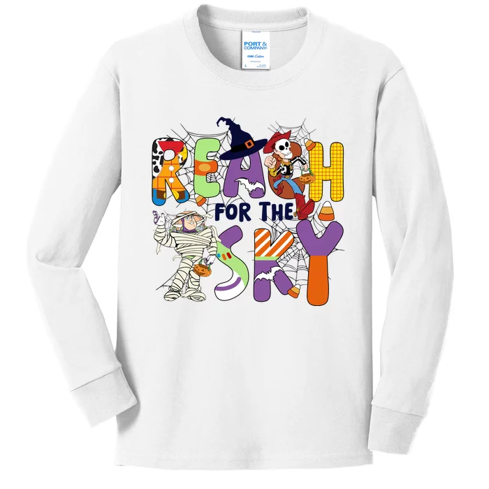 Reach For Funny The Sky Halloween Woody Buzz Lightyear Funny Halloween Kids Long Sleeve Shirt