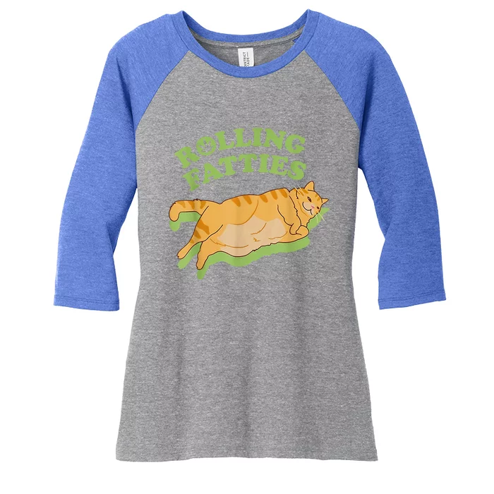 Rolling Fatties Funny Weed Cat Marijuana Women's Tri-Blend 3/4-Sleeve Raglan Shirt