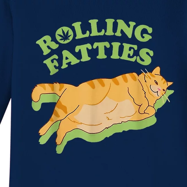 Rolling Fatties Funny Weed Cat Marijuana Baby Long Sleeve Bodysuit