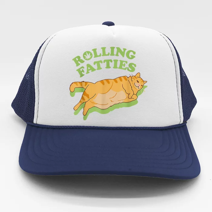 Rolling Fatties Funny Weed Cat Marijuana Trucker Hat