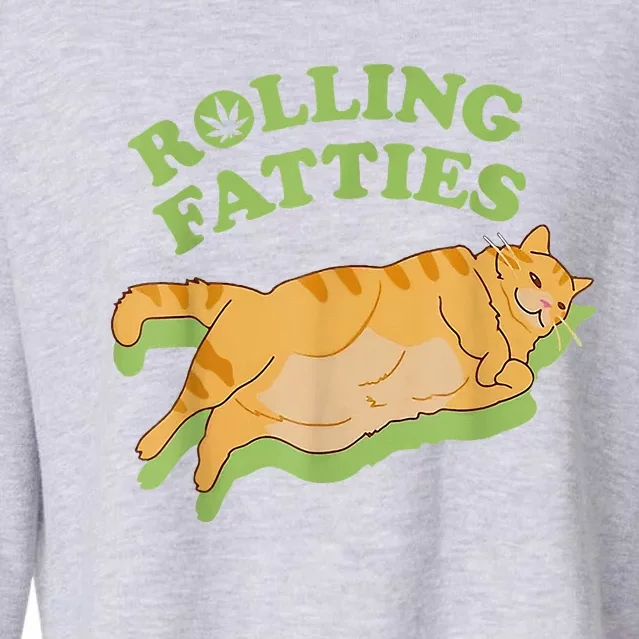 Rolling Fatties Funny Weed Cat Marijuana Cropped Pullover Crew