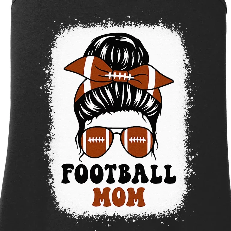 Retro Fantasy Football Mom Life Game Day Bleached Messy Bun Ladies Essential Tank