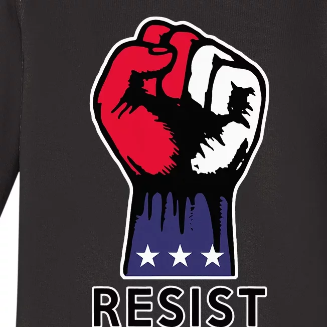 Resistance Fist Fight The Trump Agenda In Usa Baby Long Sleeve Bodysuit