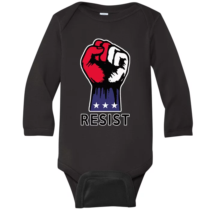 Resistance Fist Fight The Trump Agenda In Usa Baby Long Sleeve Bodysuit