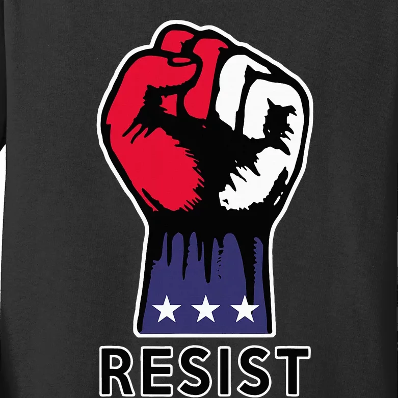 Resistance Fist Fight The Trump Agenda In Usa Kids Long Sleeve Shirt